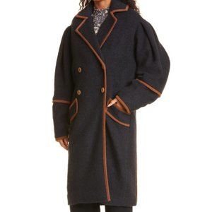 Ulla Johnson Georgia wool blend long coat, navy, medium